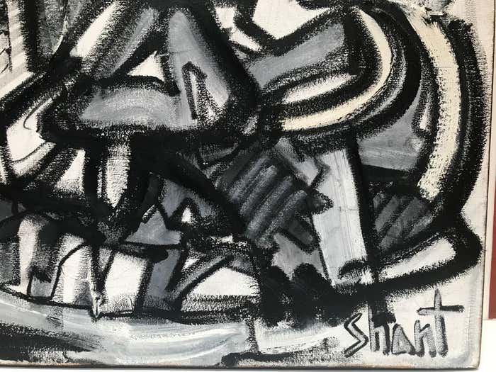 Black and White Acrylic Abstract by Shant Beudjekian