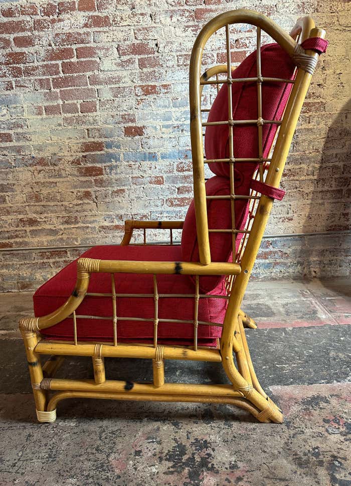 Bamboo Lounge Chair with Ottoman and Wingbacks