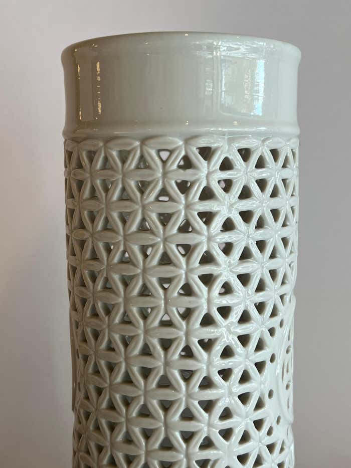 Pair of Perforated Porcelain Table Lamps