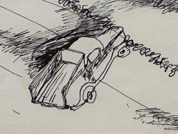 "Playful Pets" Satirical Ink Drawing of Three Cats