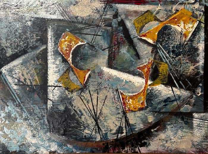 Abstract Expressionist Oil Painting on Board by Mabel Hutchinson