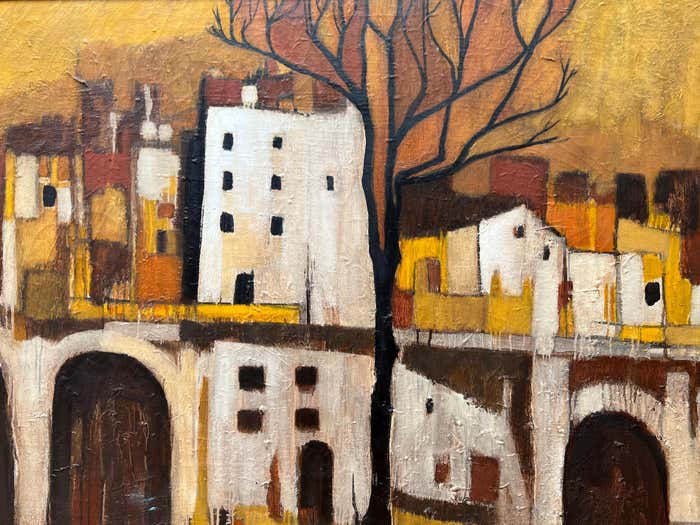 "The Arno" Italian Village by the River Oil Painting by Bruce McCracken