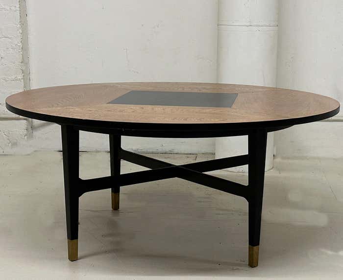 Midcentury Harvey Probber Round Black and Oak Coffee Table