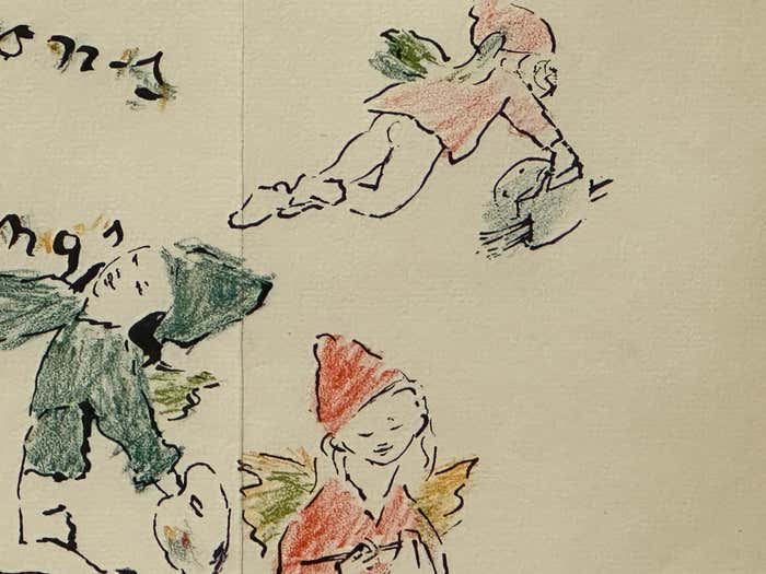 Seasons Greetings #2- Drawing by French Painter Marcel Vertes