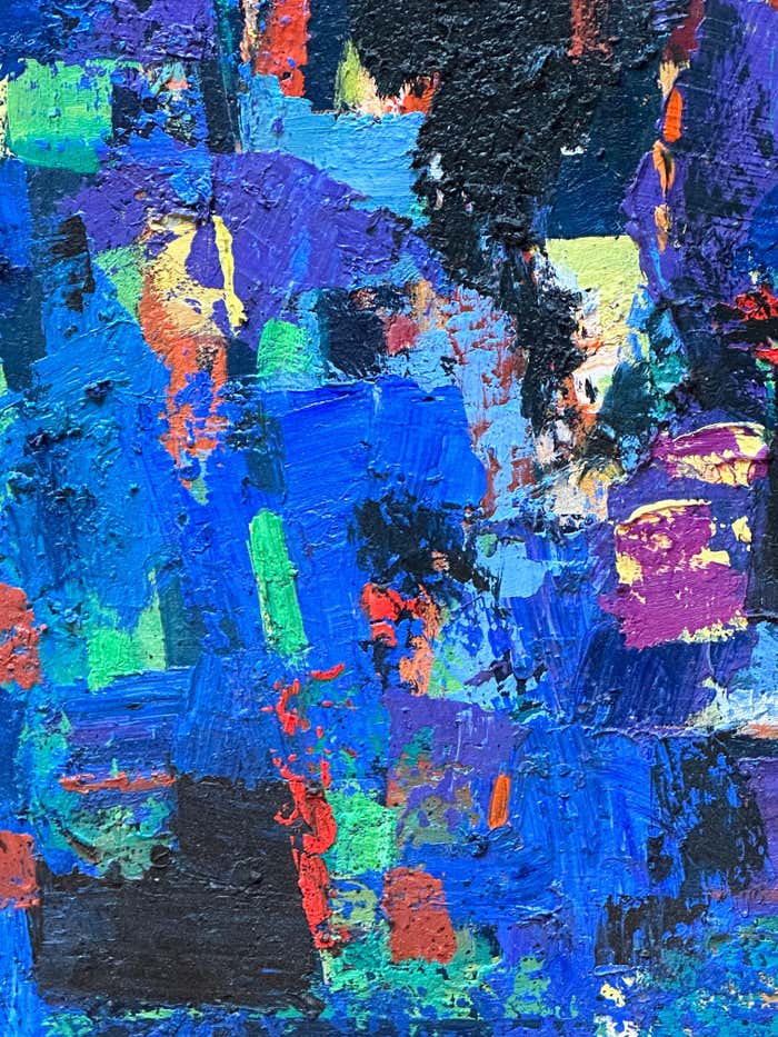 Blue Abstract Oil Painting by Vahan Yervandyan
