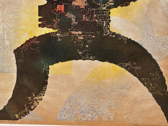 Nonobjective “Sosaku Hanga” Woodblock Print by Toshi Yoshida