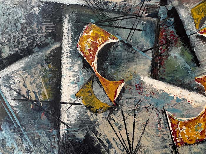 Abstract Expressionist Oil Painting on Board by Mabel Hutchinson