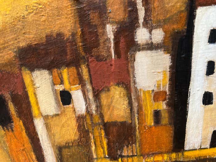 "The Arno" Italian Village by the River Oil Painting by Bruce McCracken