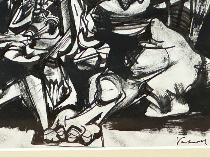 A Confrontation in Black and White, Abstract Oil Painting by Vahan Yervandyan