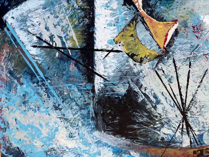 Abstract Expressionist Oil Painting on Board by Mabel Hutchinson