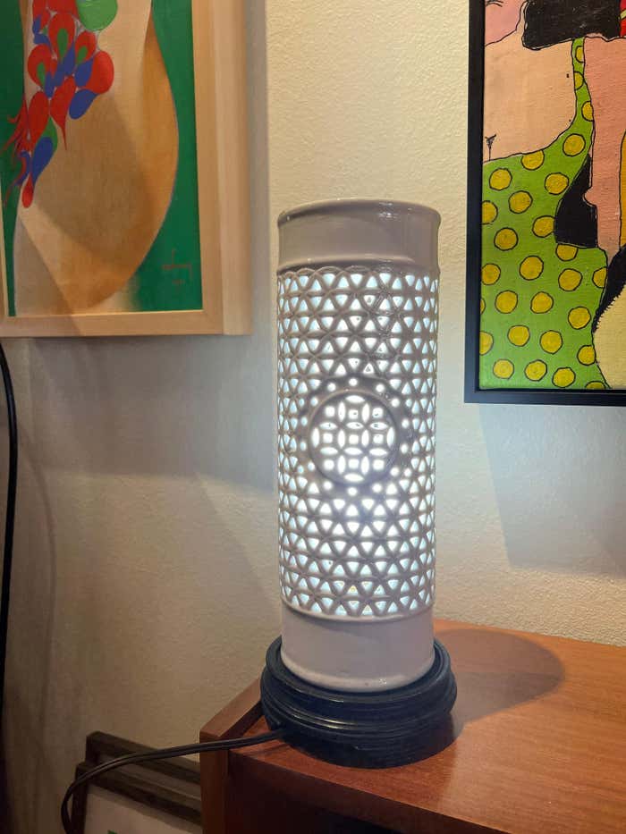 Pair of Perforated Porcelain Table Lamps