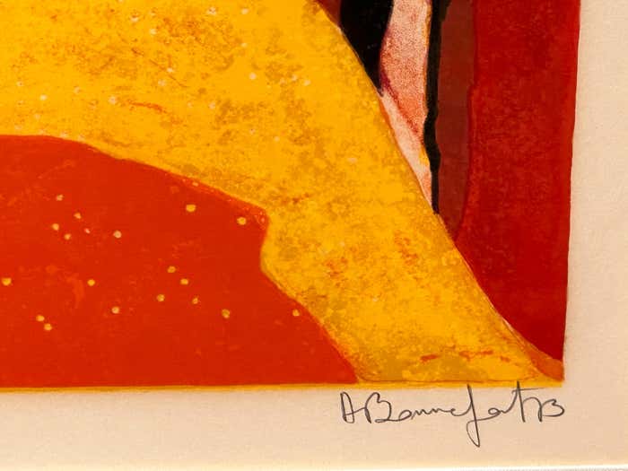 Colourful "Nude in Bed" Lithograph by Alain Bonnefoit