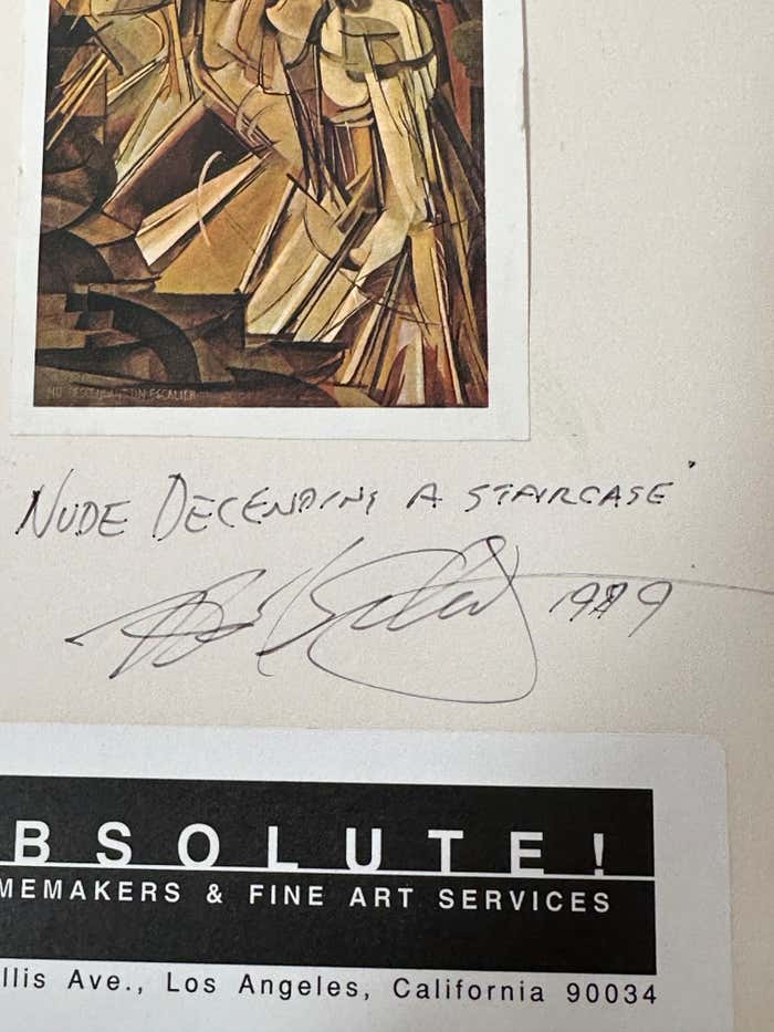 Oil, Wood and Straw Mixed Media signed N. Schultz after Marcel Duchamp