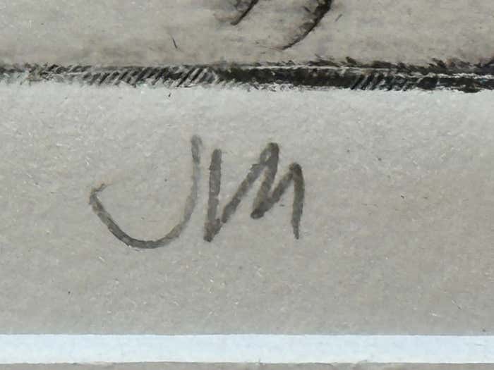 Satirical Monogrammed Drawing by Unknown Artist