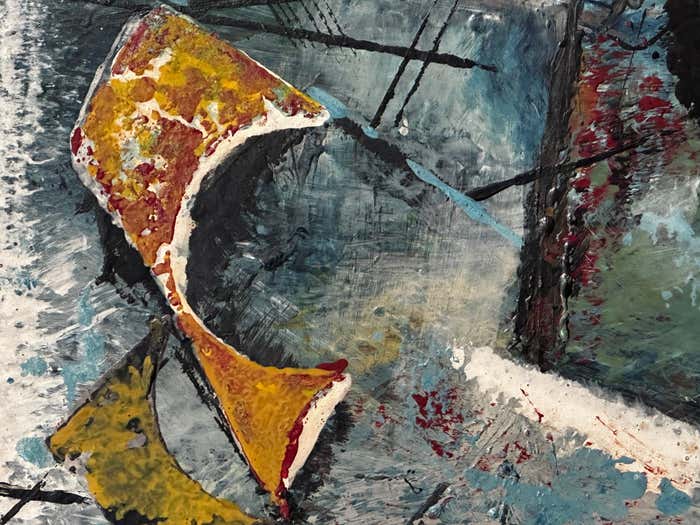 Abstract Expressionist Oil Painting on Board by Mabel Hutchinson