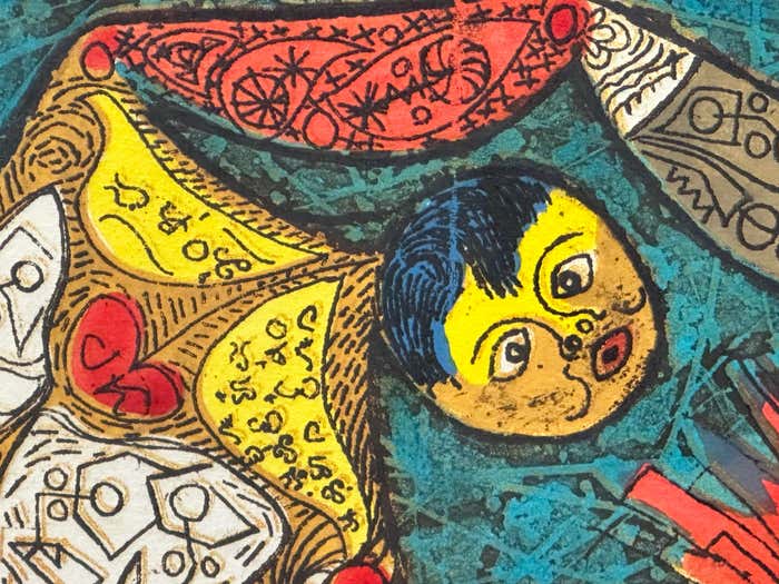 "Transformation" Symbolic Colorful Artist Proof Etching