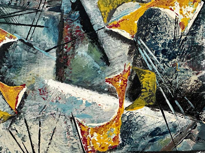 Abstract Expressionist Oil Painting on Board by Mabel Hutchinson