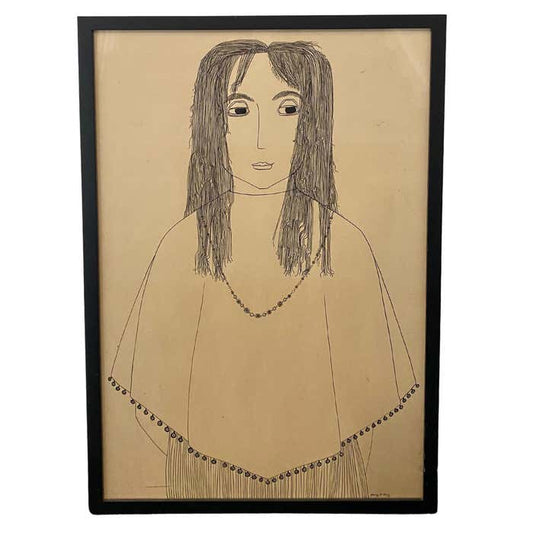 Minimalist Black and White Portrait Drawing by Jerry O'Day