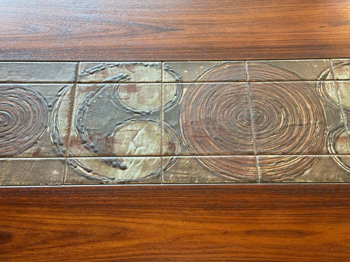 Mid-Century Danish Coffee Table with Rectangular Ceramic Tiles Center Piece