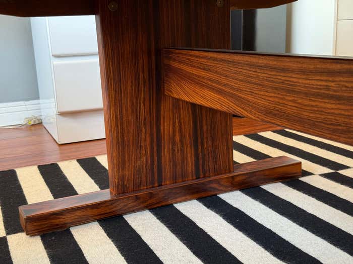 Mid-Century Danish Coffee Table with Rectangular Ceramic Tiles Center Piece