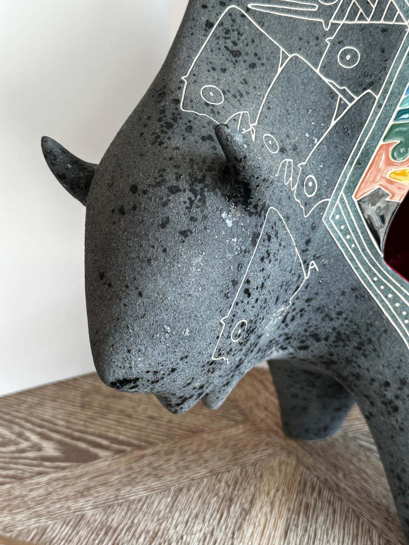 "The Buffalo" Modern Geometric Ceramic Sculpture by Gene and Rebecca Tobey