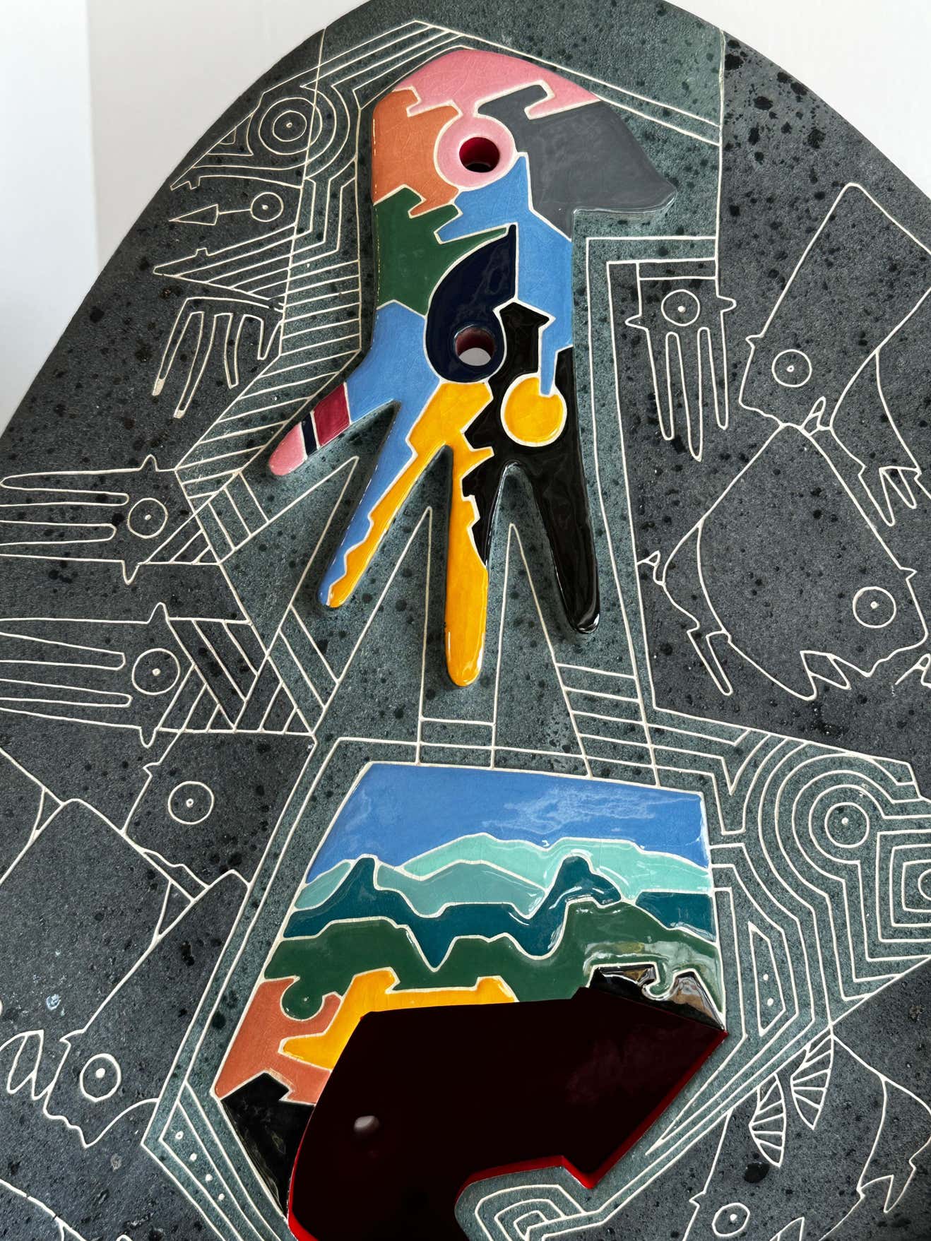 "The Buffalo" Modern Geometric Ceramic Sculpture by Gene and Rebecca Tobey