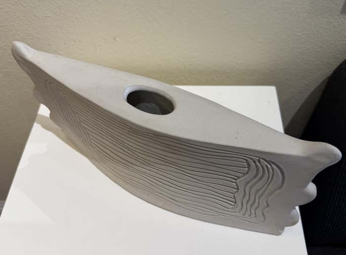 Wavy White Ceramic Vase by Dora De Larios