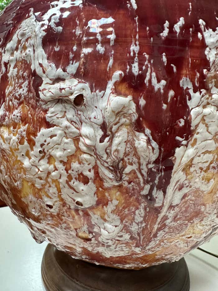 Volcanic Textured Red and White Modern Accent Table Lamp