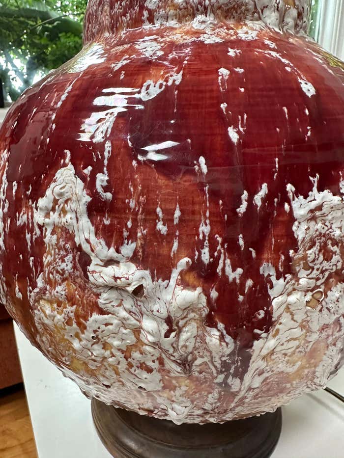 Volcanic Textured Red and White Modern Accent Table Lamp