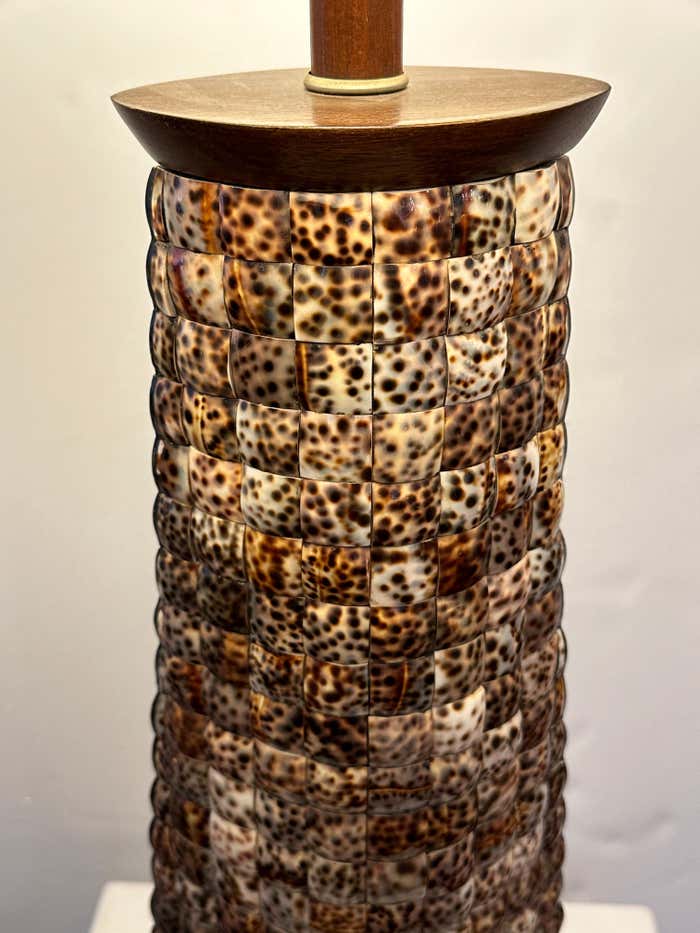 Pair of Mosaic Palecek Leopard Shell Table Lamps