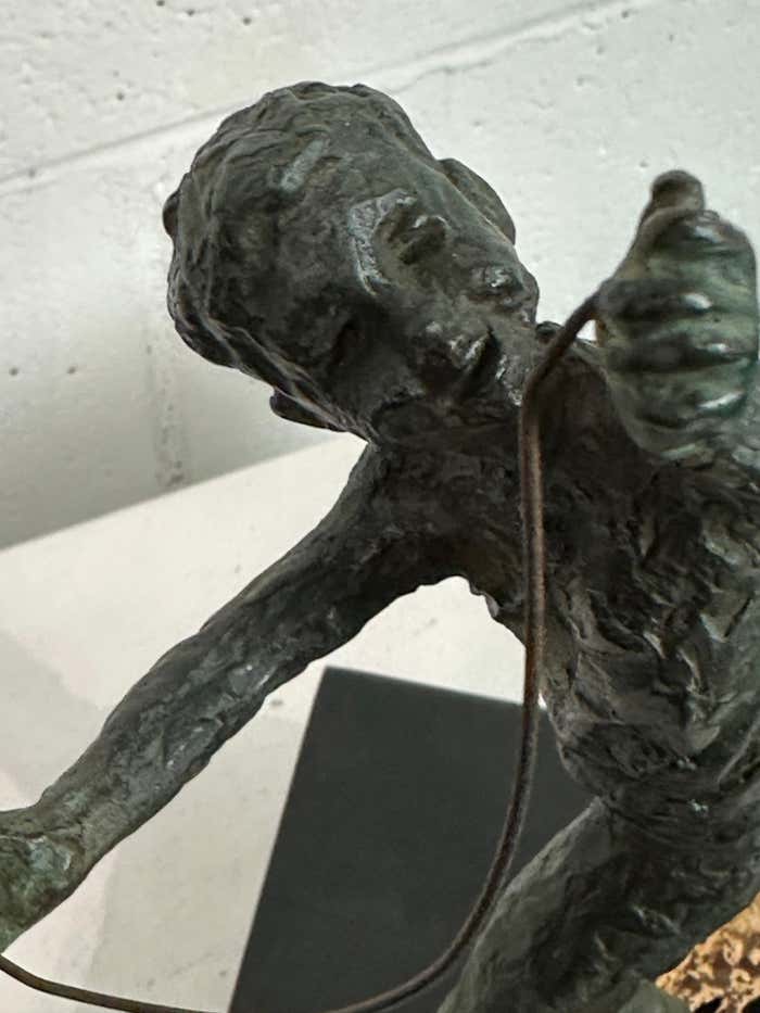 Cheeky Child Bronze Statue on Square Base by Curtis Jere