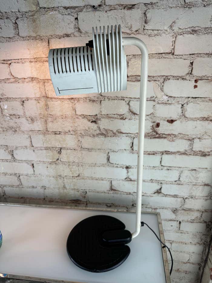 Vintage White Industrial Table Lamp by Guillermo Capdevila Abatte