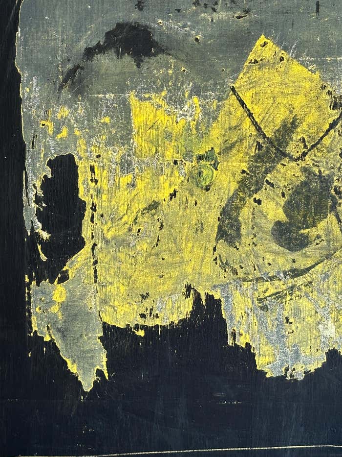 "Erased Painting" Yellow and Black Acrylic Abstract by Christopher Divicente