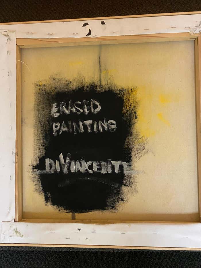 "Erased Painting" Yellow and Black Acrylic Abstract by Christopher Divicente