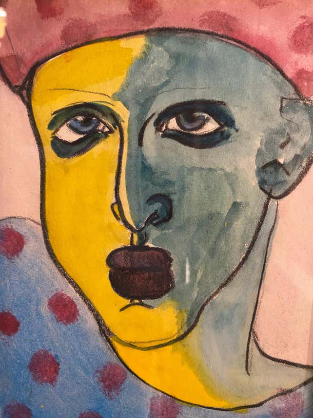 Two-Faces Colorful Pastel Portrait by Gillian Lefkowitz