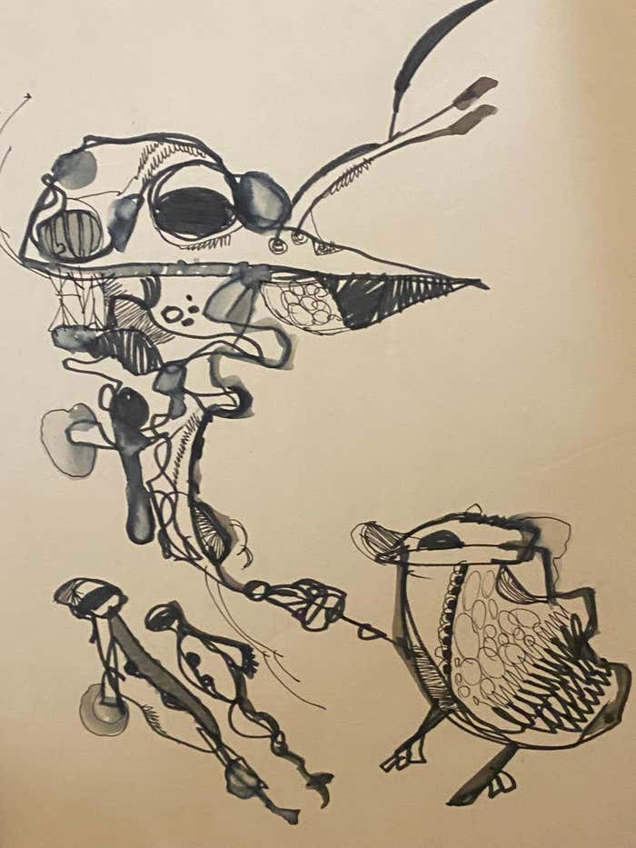 Ink drawing by Californian artist Michael Dormer
