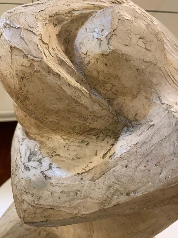 "Embrace" Clay Sculpture on Marble Base by Joan Carl Strauss