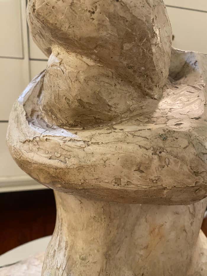 "Embrace" Clay Sculpture on Marble Base by Joan Carl Strauss