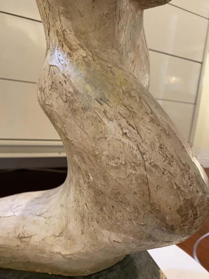 "Embrace" Clay Sculpture on Marble Base by Joan Carl Strauss