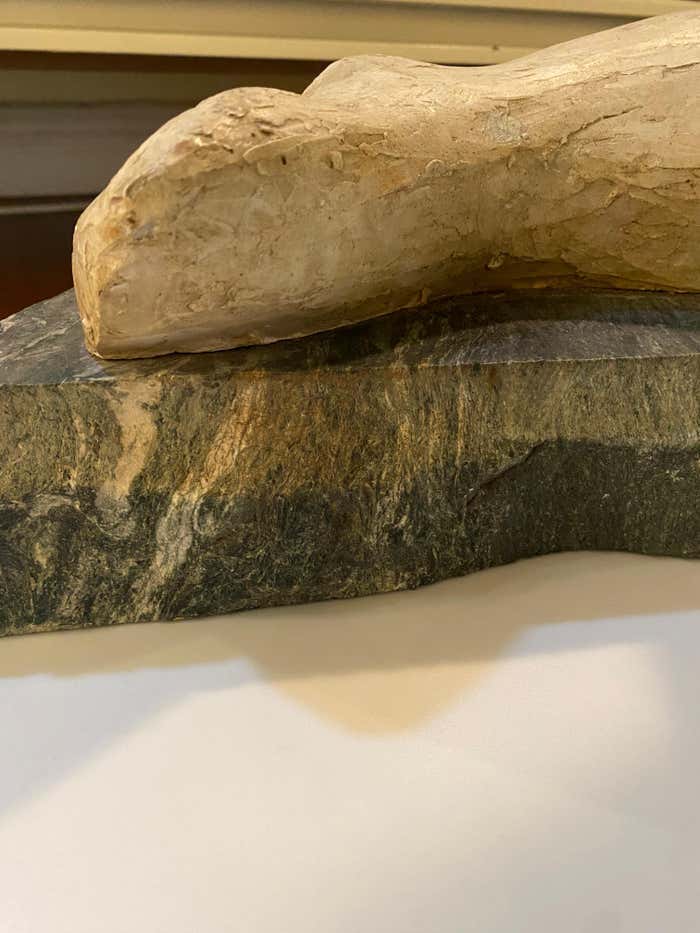 "Embrace" Clay Sculpture on Marble Base by Joan Carl Strauss