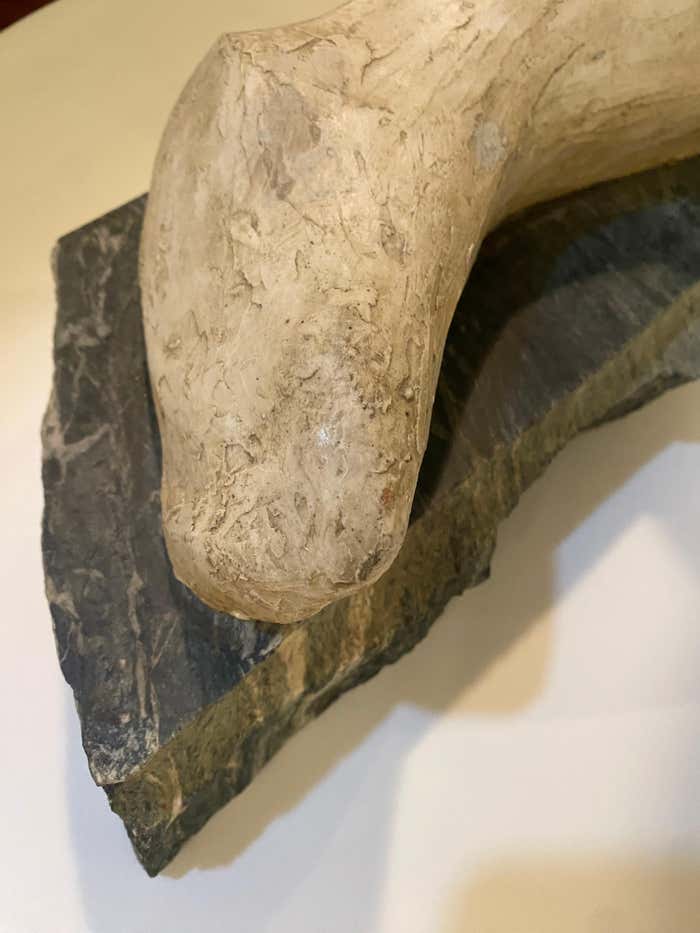 "Embrace" Clay Sculpture on Marble Base by Joan Carl Strauss