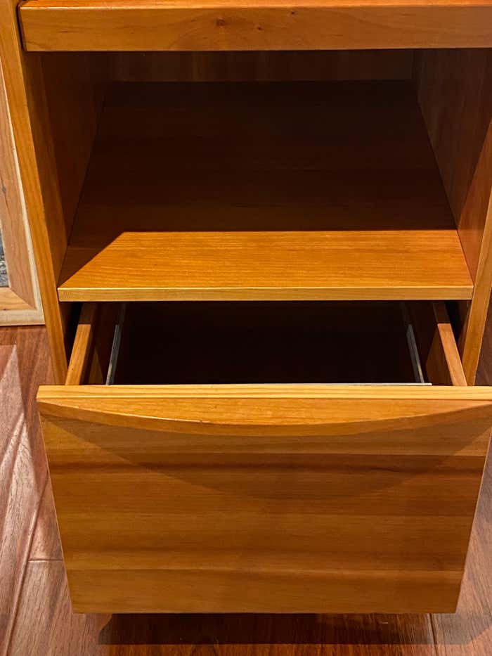 Walnut Mid-Century Modern File Cabinet with Dividers and Storage