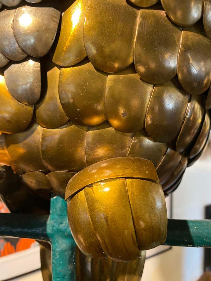 Large Modern Owl Sculpture on Hanging Perch by Sergio Bustamante