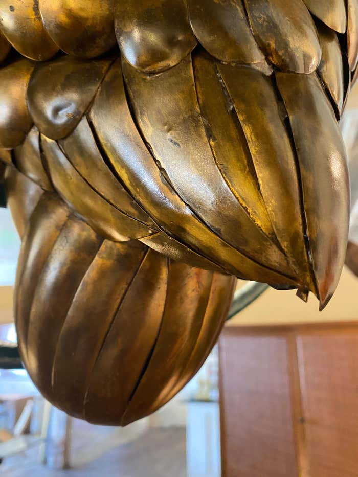 Large Modern Owl Sculpture on Hanging Perch by Sergio Bustamante