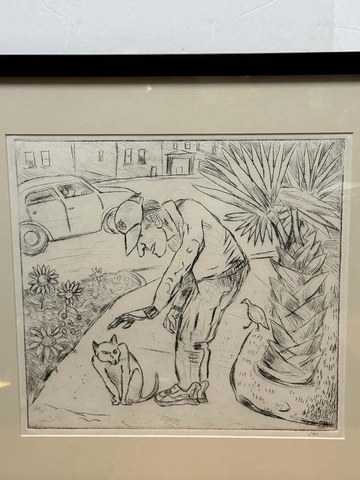 "Reluctant Cat" Satirical Drawing by John Marx