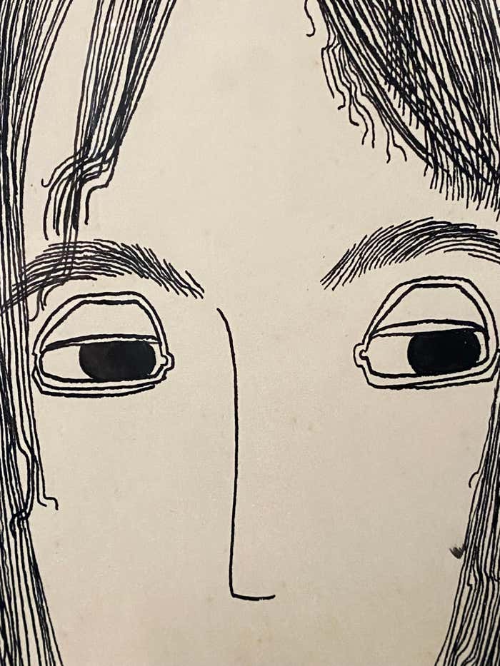Minimalist Black and White Portrait Drawing by Jerry O'Day