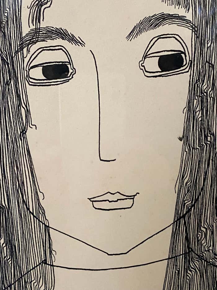 Minimalist Black and White Portrait Drawing by Jerry O'Day