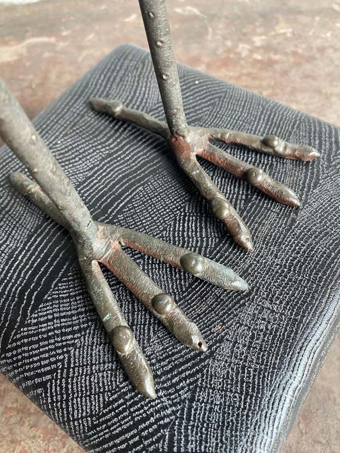 Modern Metal Bird Sculpture on Cerused Oak Base