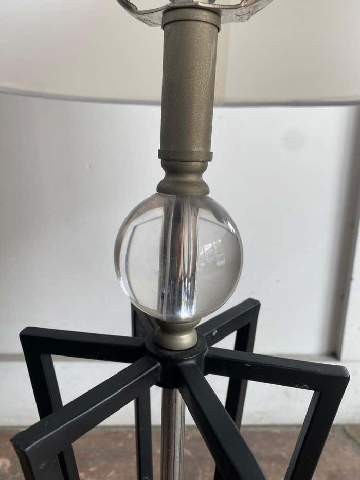 Pair of Modern Steel Geometric Lamps