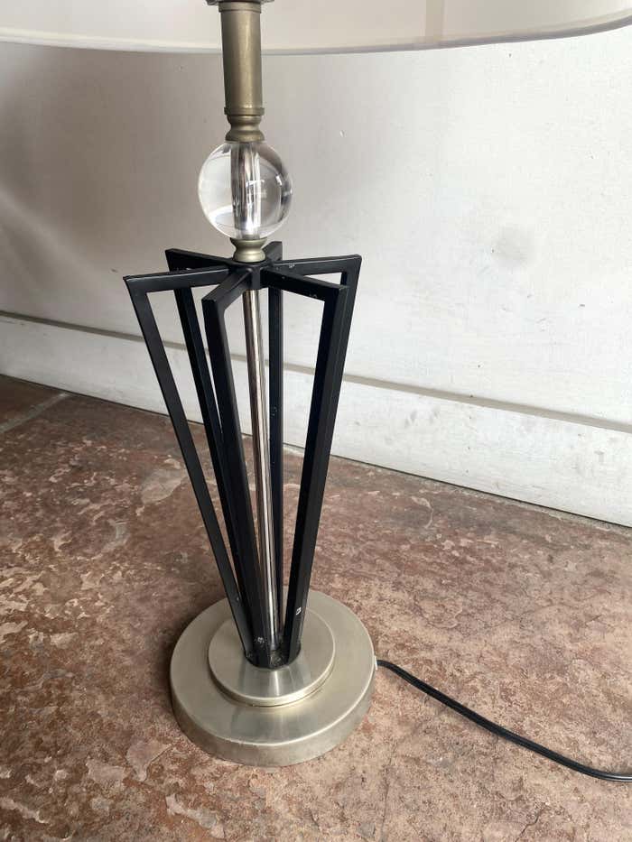 Pair of Modern Steel Geometric Lamps